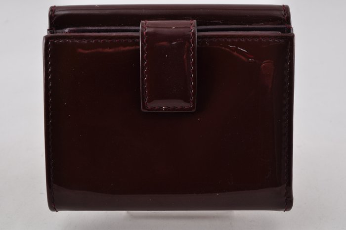 Salvatore Ferragamo Burgundy Patent Leather Bars Bow Long Wallet