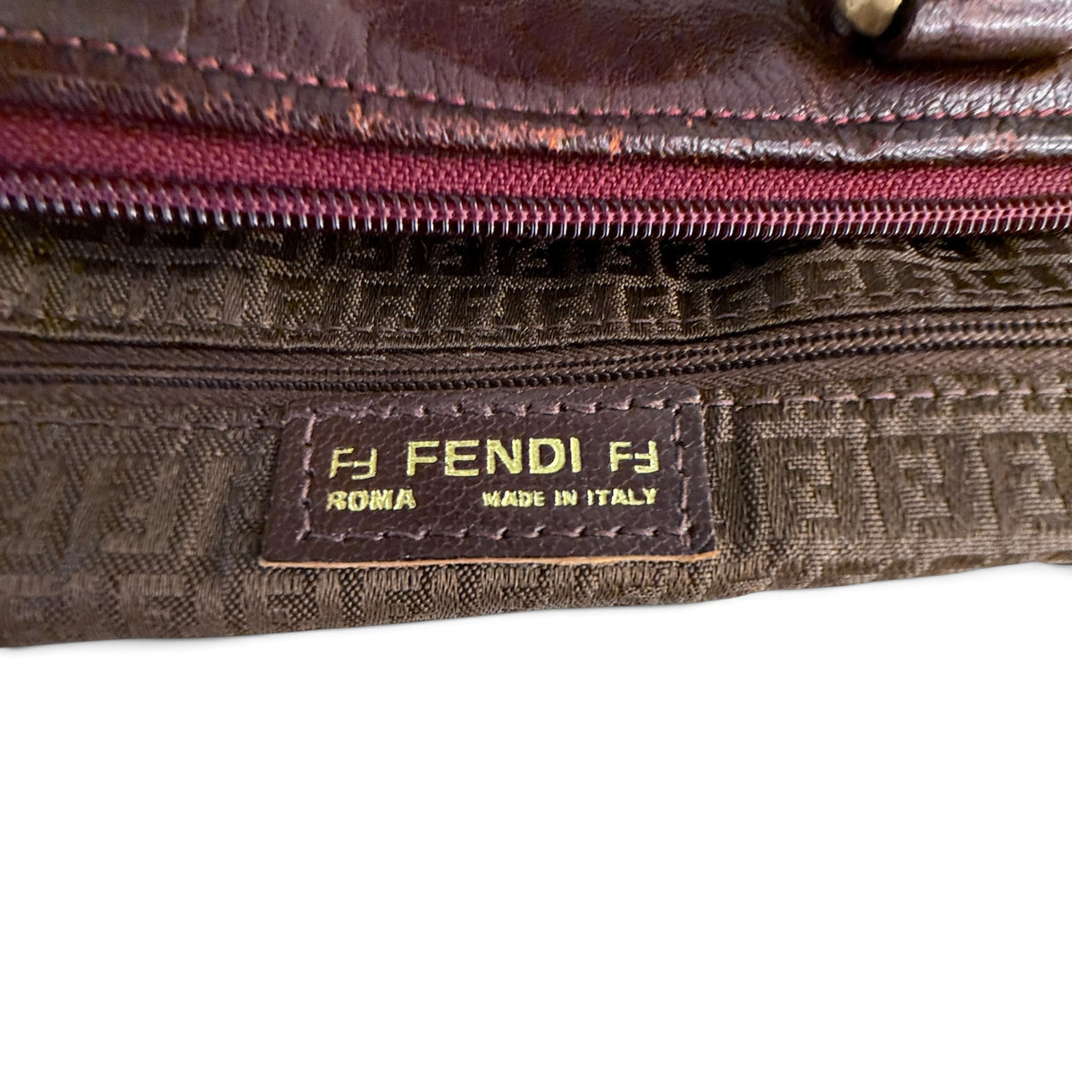 Fendi Boston Hand Bag burgundy