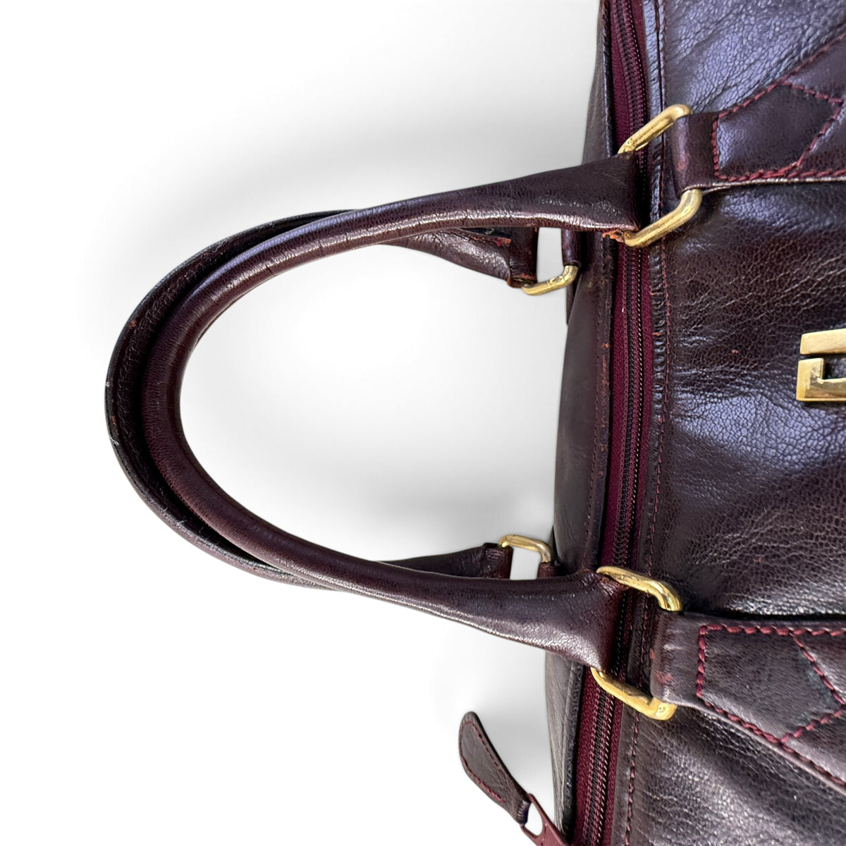 Fendi Boston Hand Bag burgundy