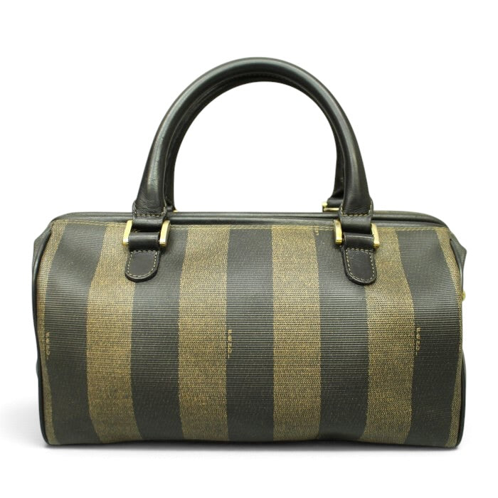 Fendi Pecan Vintage Handbag –black/brown Pequin stripe pattern