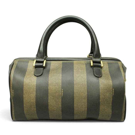 Fendi Pecan Vintage Handbag –black/brown Pequin stripe pattern