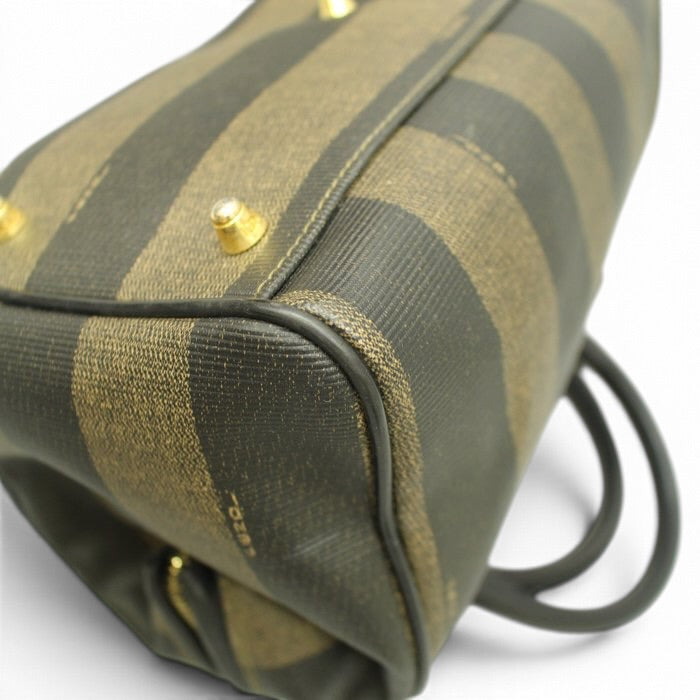 Fendi Pecan Vintage Handbag –black/brown Pequin stripe pattern