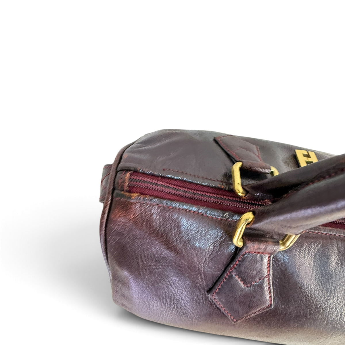 Fendi Boston Hand Bag burgundy