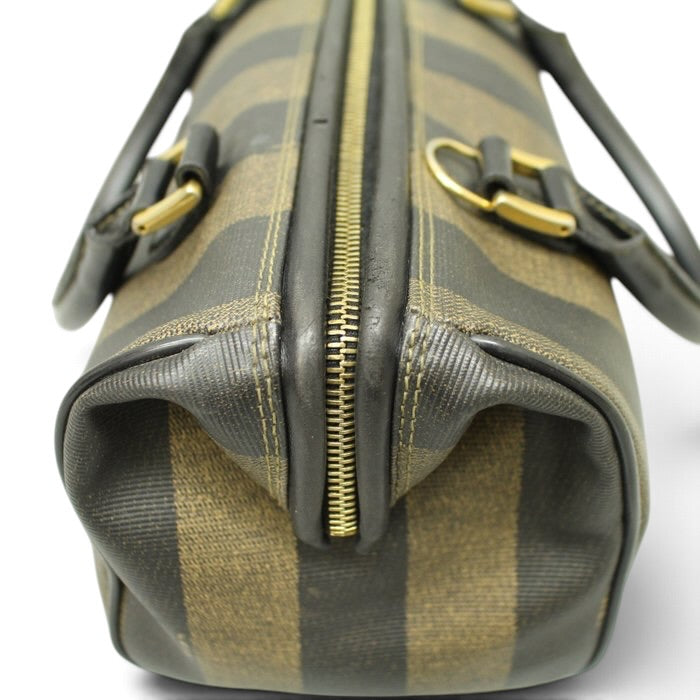 Fendi Pecan Vintage Handbag –black/brown Pequin stripe pattern