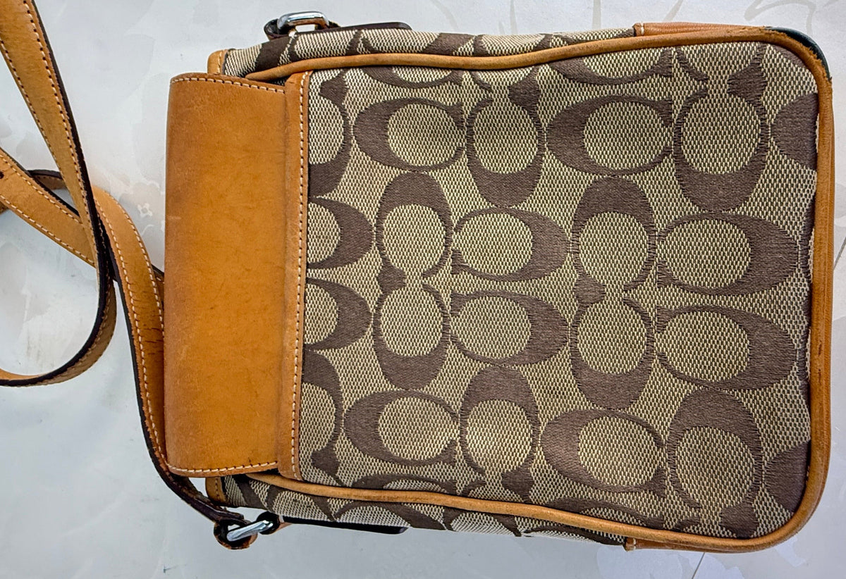 Coach Signature Canvas Crossbody Bag with Leather Flap & Buckle