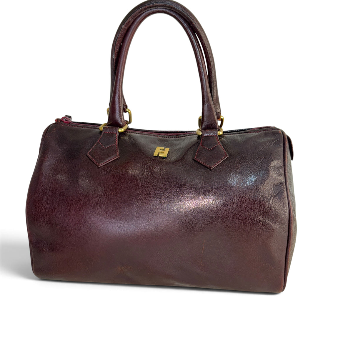 Fendi Boston Hand Bag burgundy