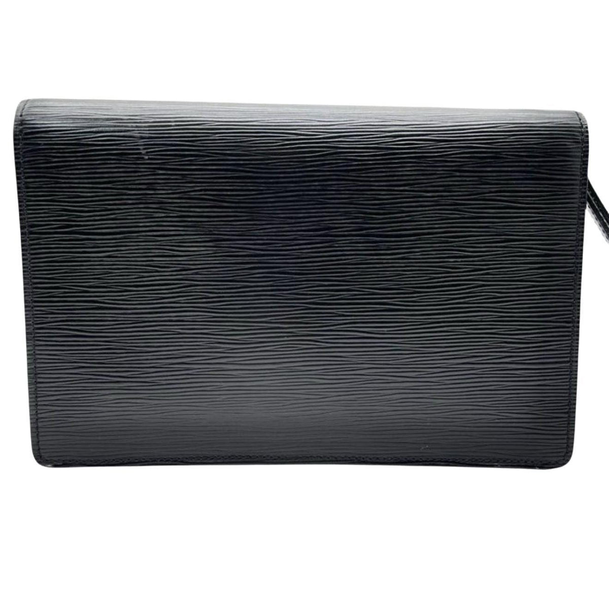 Louis Vuitton black clutch textured Epi leather gold-plated hardware vintage style