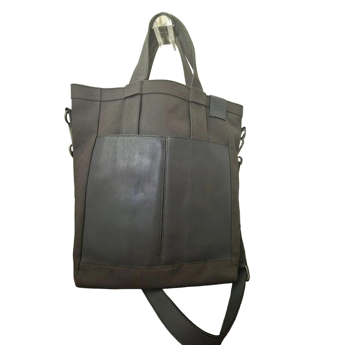 Salvatore Ferragamo black crossbody bag with leather trims and logo detail.