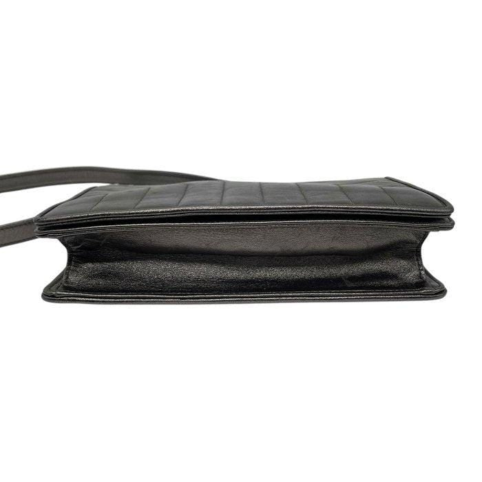 Yves Saint Laurent grey metallic shoulder bag with quilted design and silver tone hardware.