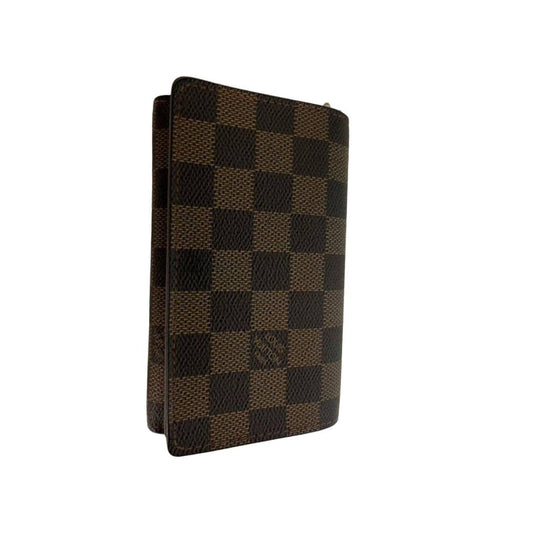Louis Vuitton brown bifold wallet iconic checkerboard pattern coated leather