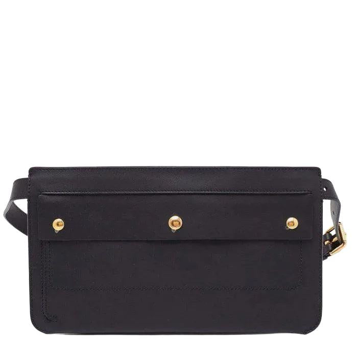 Burberry black waist bag premium leather structured silhouette with meticulous stitching and high-quality hardware.