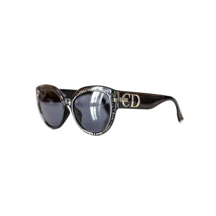 Christian Dior sunglasses black frame cream checked pattern oversized fit with grey lenses