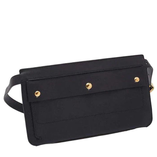 Burberry black waist bag premium leather structured silhouette with meticulous stitching and high-quality hardware.