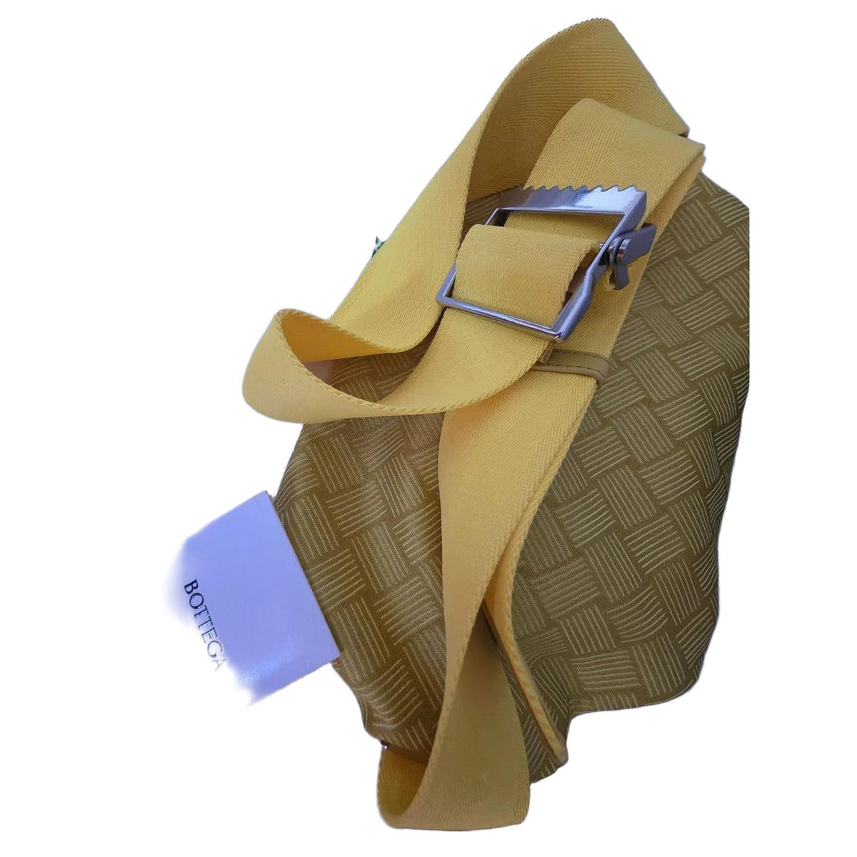 Bottega Veneta yellow fanny pack canvas and leather blend with sleek compact design.