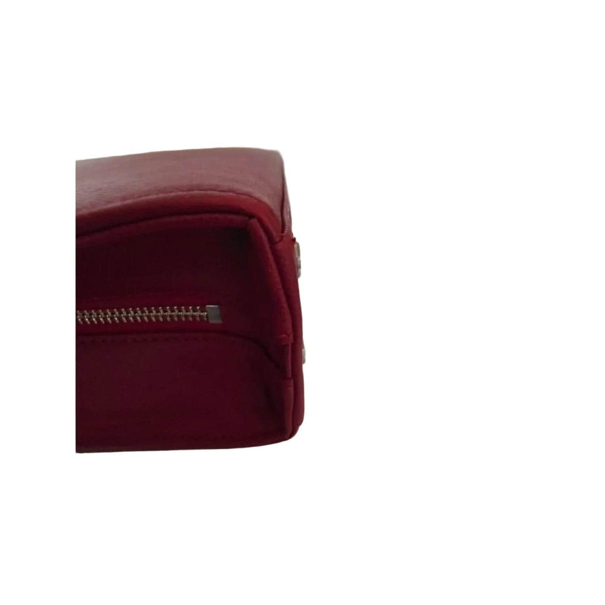 Burberry red business briefcase bag with signature logo plate and saffiano leather finish.