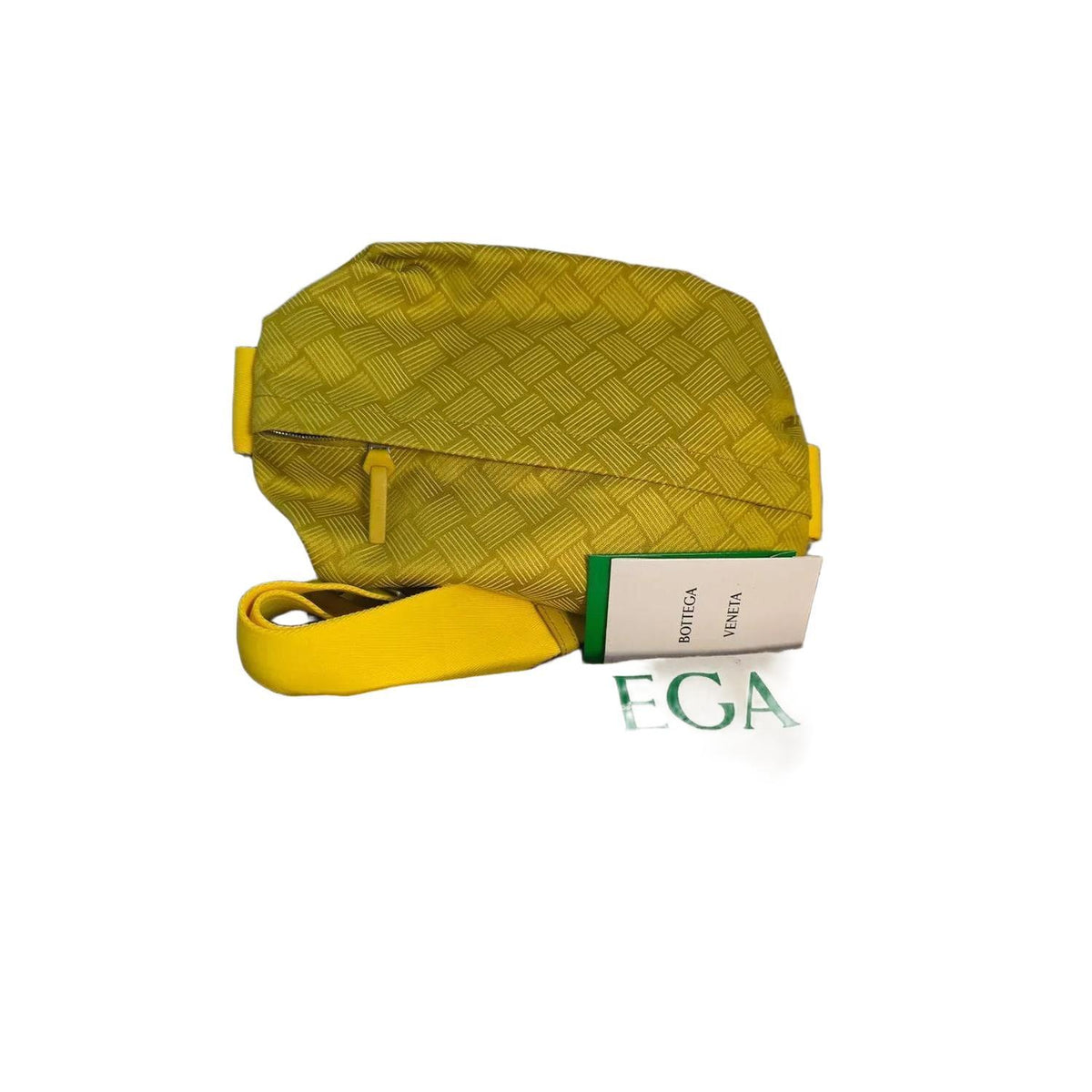Bottega Veneta yellow fanny pack canvas and leather blend with sleek compact design.