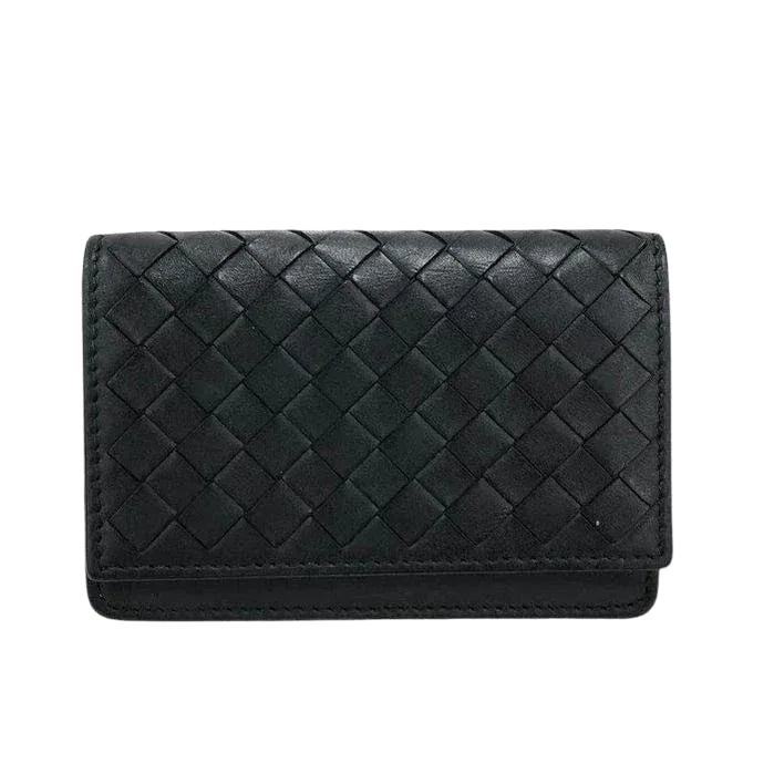 Bottega Veneta black and grey wallet Intrecciato woven leather design with subtle detailing.