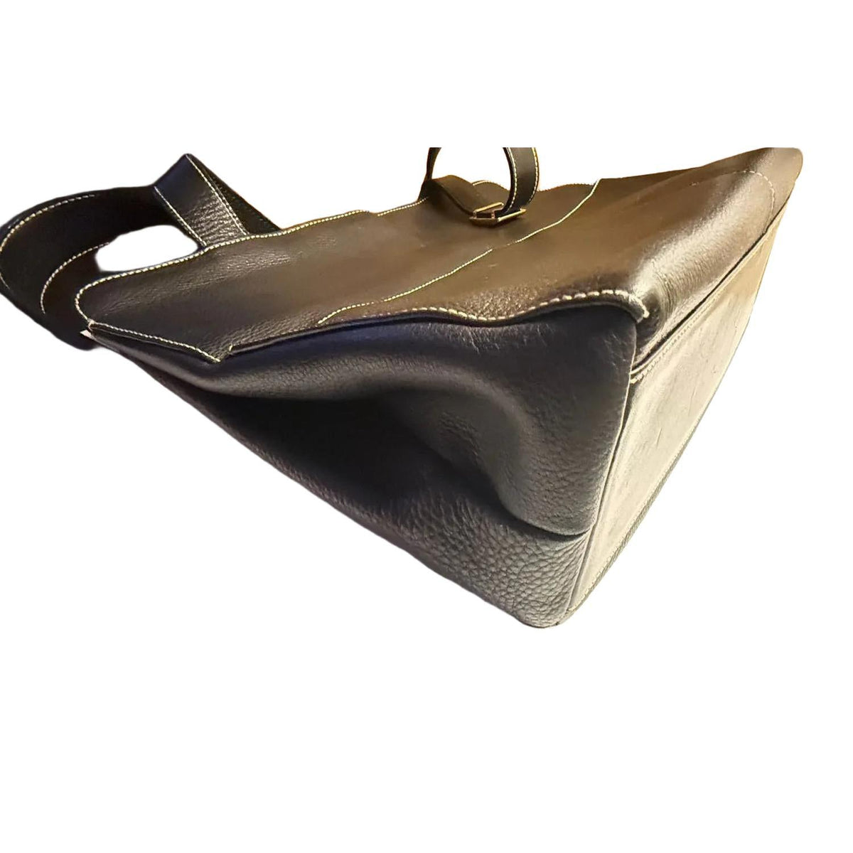 Burberry black tote bag with Nova Check accents and premium calf leather finish.
