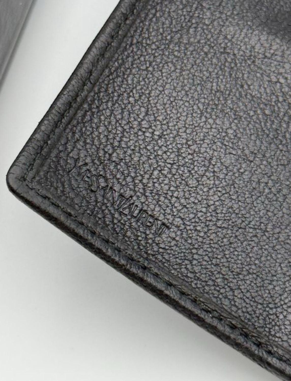 Yves Saint Laurent black card case buttery leather iconic 'Y' stitching detail