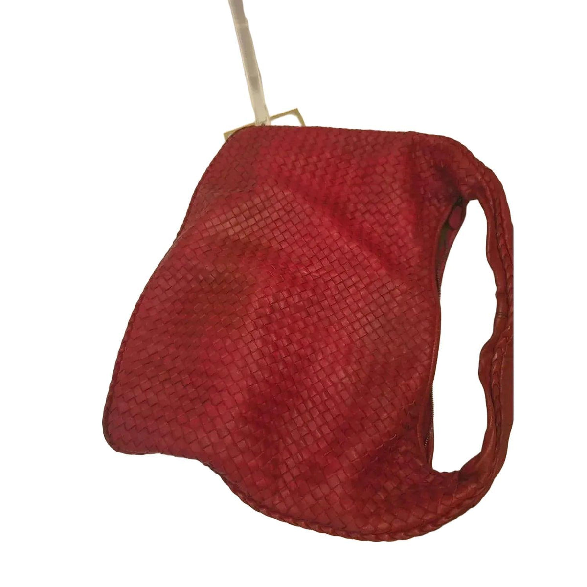 Bottega Veneta red hobo bag Intrecciato braided pattern soft lambskin leather.