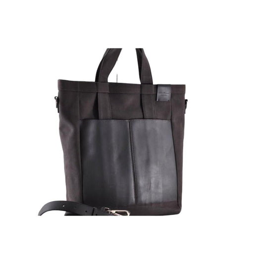 Salvatore Ferragamo black crossbody bag with leather trims and logo detail.