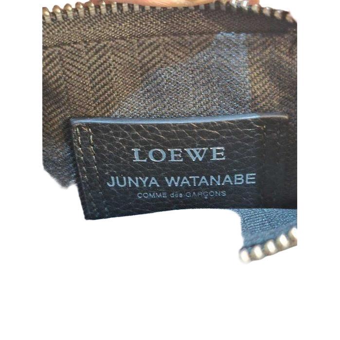 Loewe x Junya Watanabe black and tartan wool mini wallet with premium denim details.