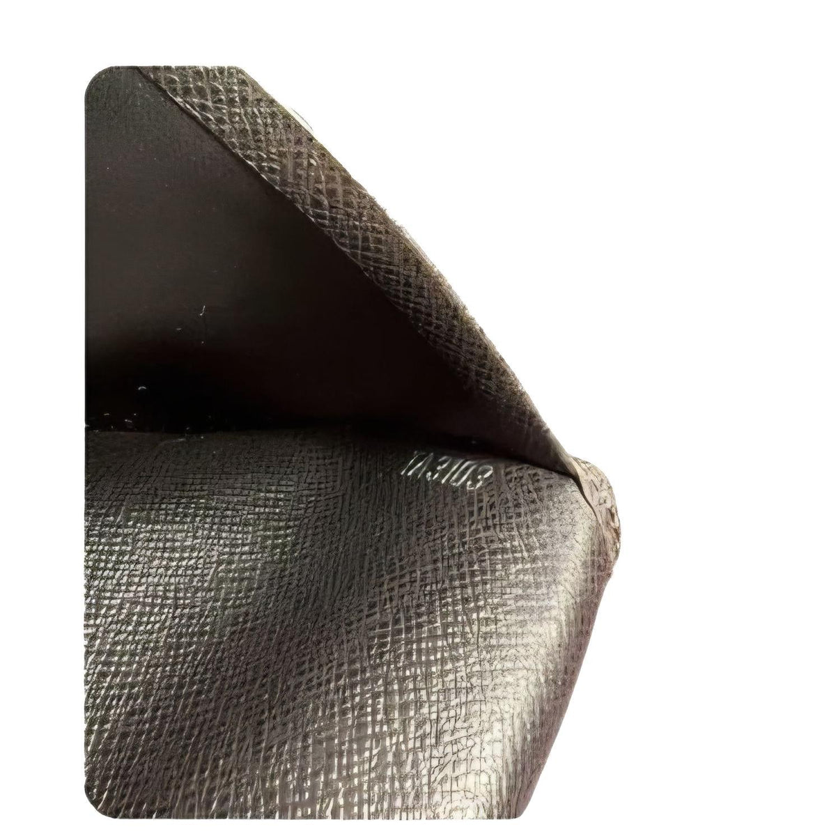 Louis Vuitton brown bi-fold wallet in Taiga leather with logo and multiple card slots.