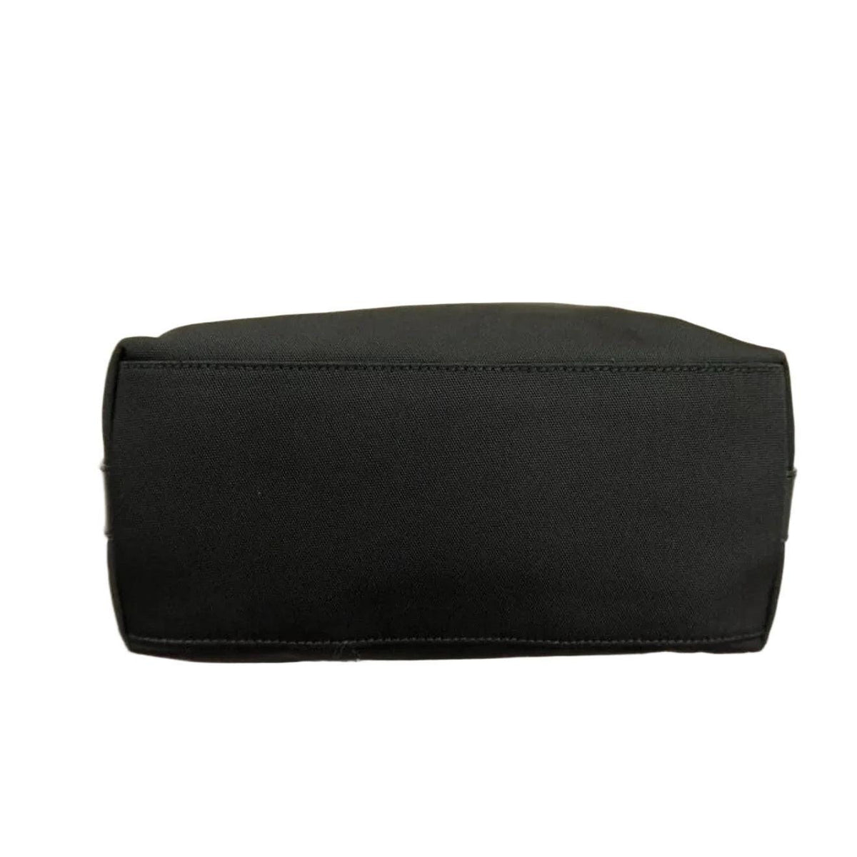 Gucci black nylon and leather shoulder bag with silver accents and logo detail.