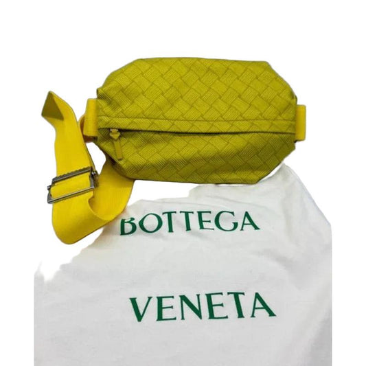 Bottega Veneta yellow fanny pack canvas and leather blend with sleek compact design.
