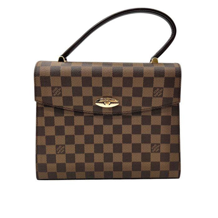 Louis Vuitton messenger bag brown Damier Ebene pattern with gold plated hardware.