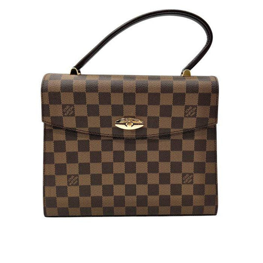 Louis Vuitton messenger bag brown Damier Ebene pattern with gold plated hardware.