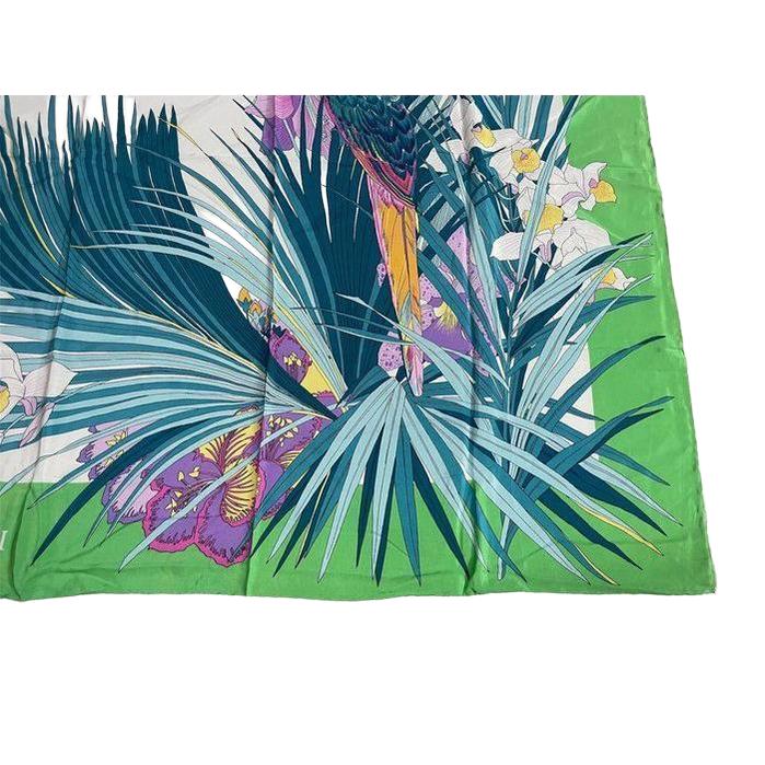 Gucci silk scarf multi-colour floral pattern with iconic logo and vintage charm.