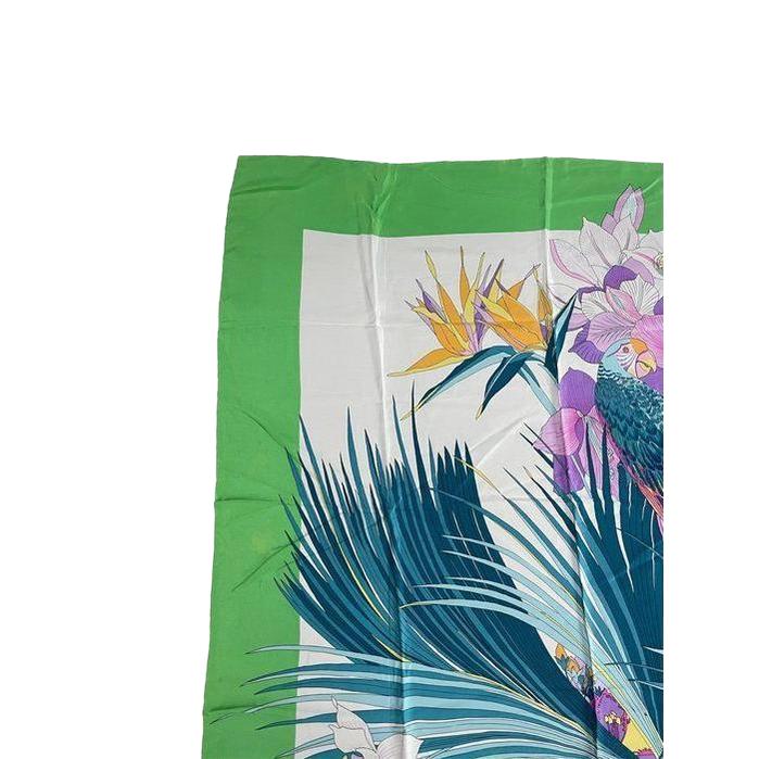 Gucci silk scarf multi-colour floral pattern with iconic logo and vintage charm.