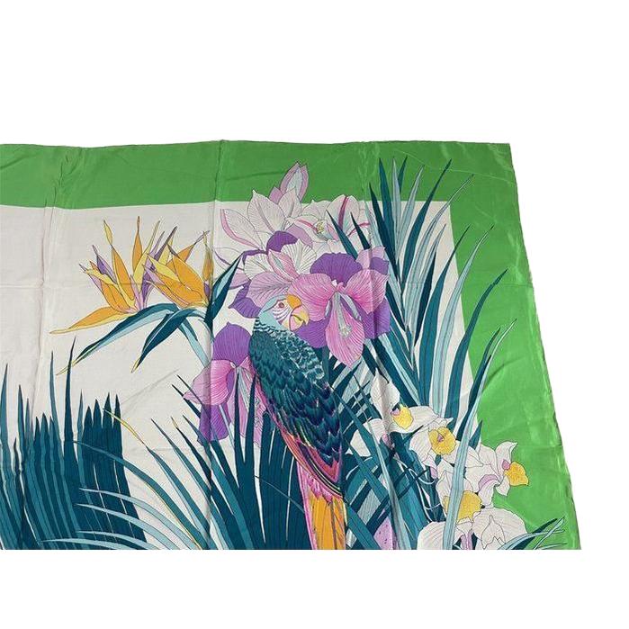 Gucci silk scarf multi-colour floral pattern with iconic logo and vintage charm.