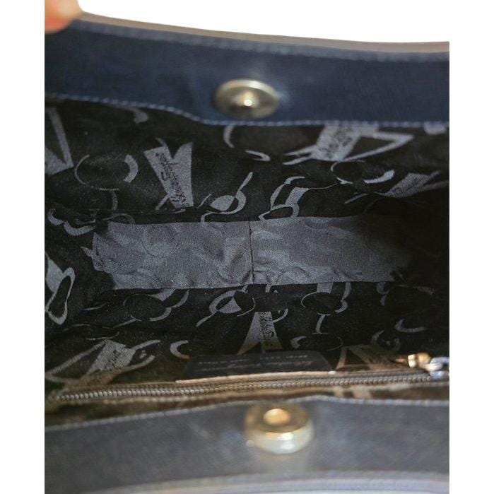 Salvatore Ferragamo black hobo bag hammered leather with metal accents and structured silhouette.