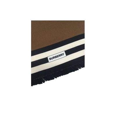 Burberry brown silk scarf featuring iconic check pattern and double-face design.