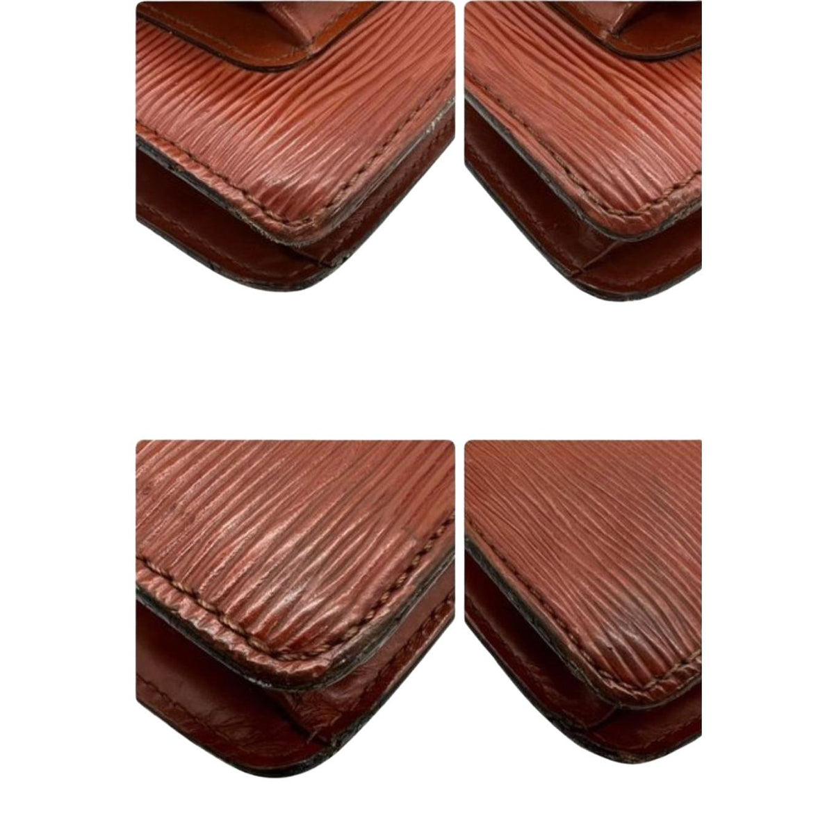 Louis Vuitton brown Monceau crossbody bag in Epi leather with S-lock closure and textured finish.