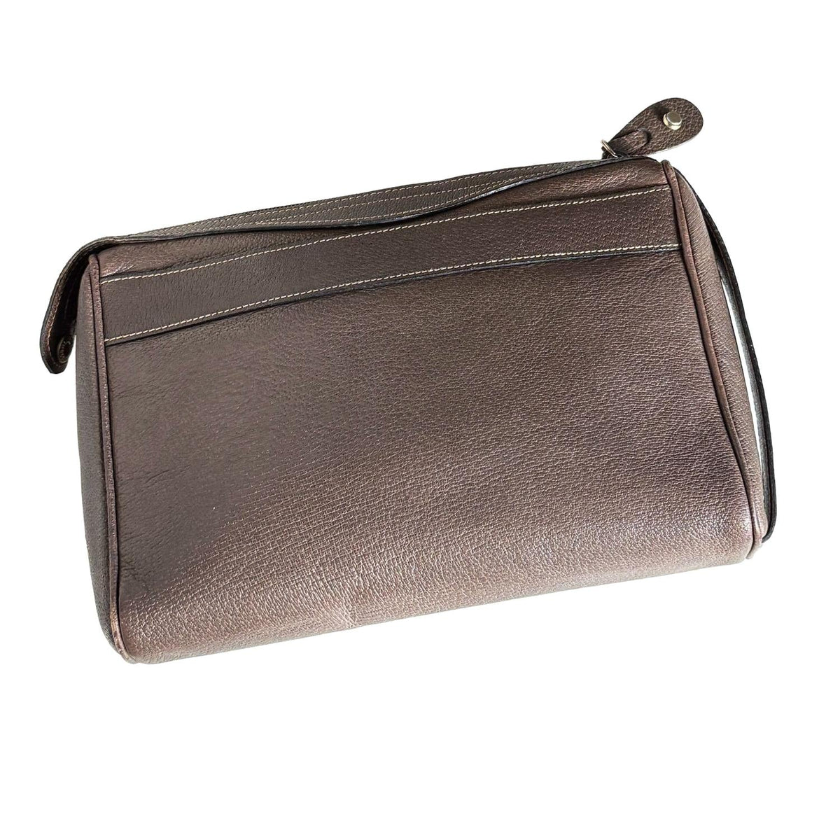 Gucci toiletry pouch black and brown GG pattern PVC canvas with leather trim.
