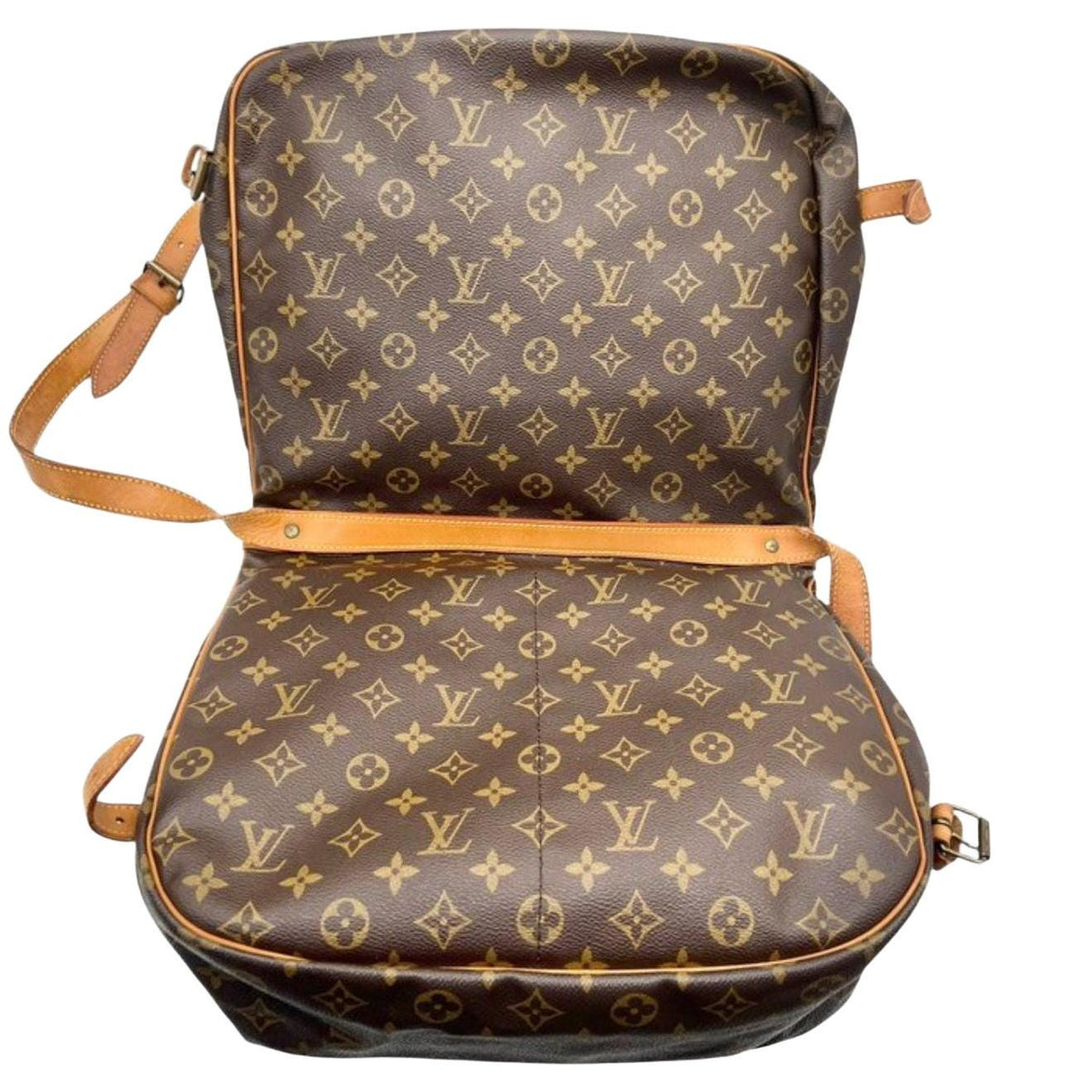 Louis Vuitton brown messenger bag Monogram canvas with vachetta leather trims and gold hardware.