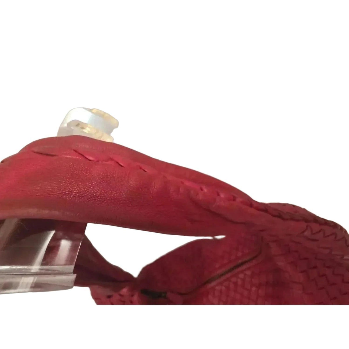 Bottega Veneta red hobo bag Intrecciato braided pattern soft lambskin leather.