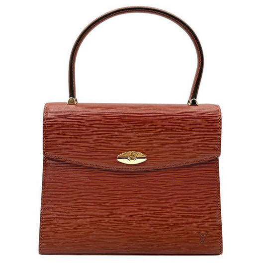 Louis Vuitton brown Epi leather purse with gold plated hardware and textured finish.