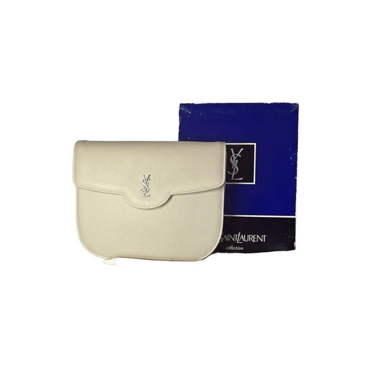 Yves Saint Laurent beige shoulder bag soft calf leather structured silhouette with original box