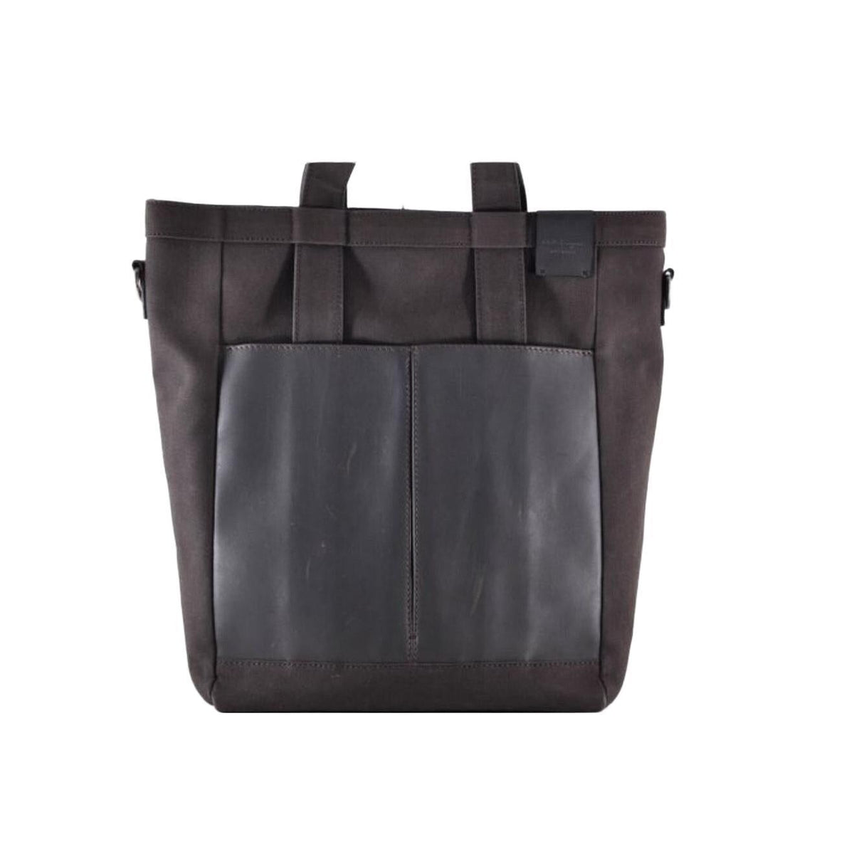 Salvatore Ferragamo black crossbody bag with leather trims and logo detail.