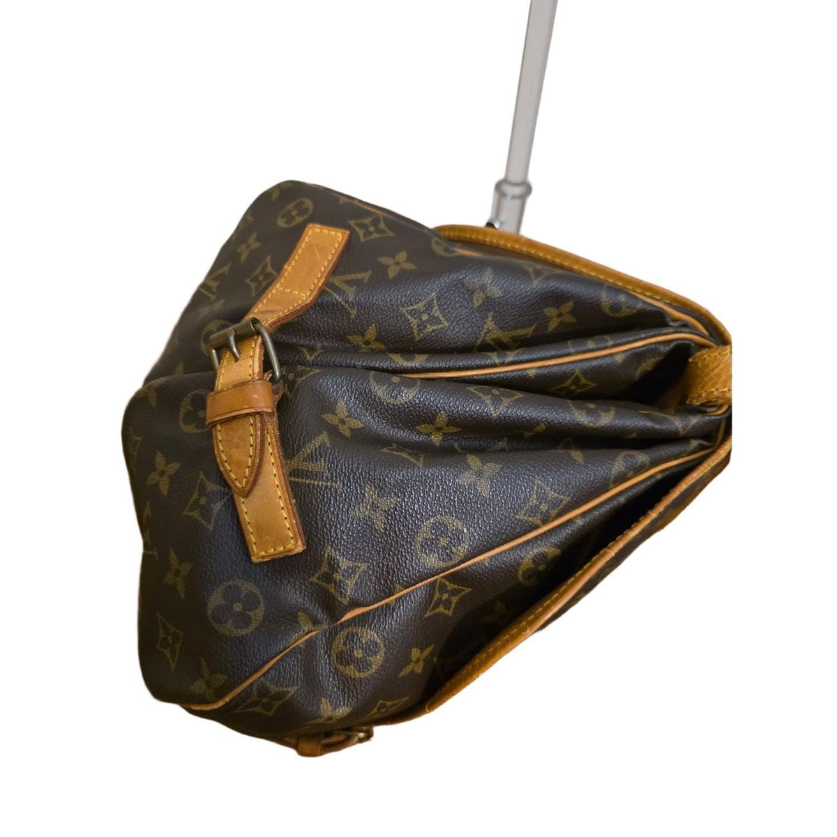 Louis Vuitton brown messenger bag Monogram canvas with vachetta leather trims and gold hardware.