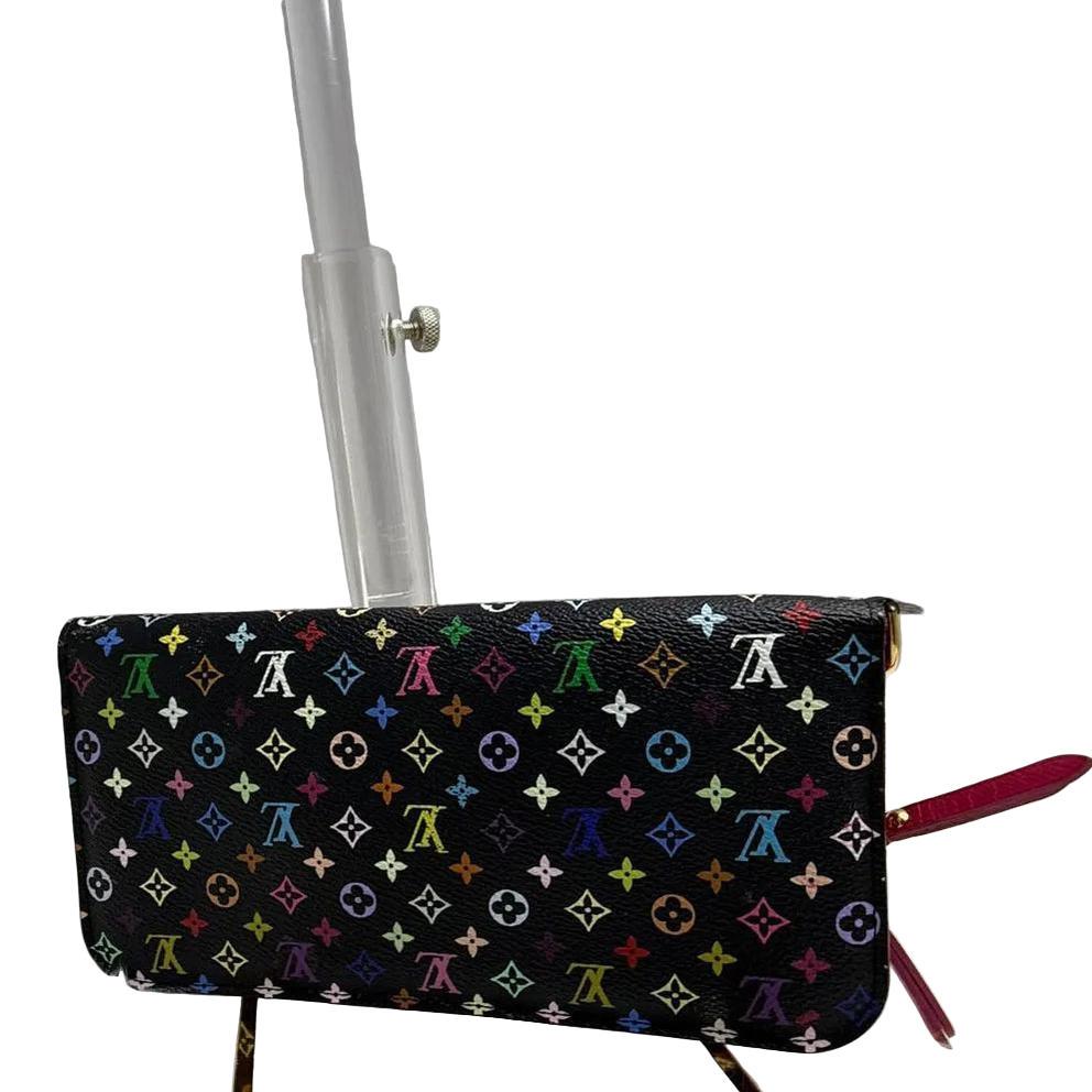 Louis Vuitton wallet black multicolour coated canvas with vibrant Murakami motifs.