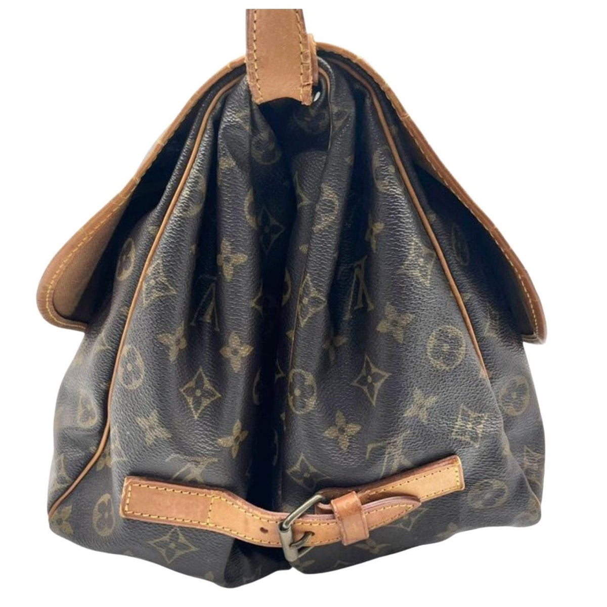 Louis Vuitton brown messenger bag Monogram canvas with vachetta leather trims and gold hardware.
