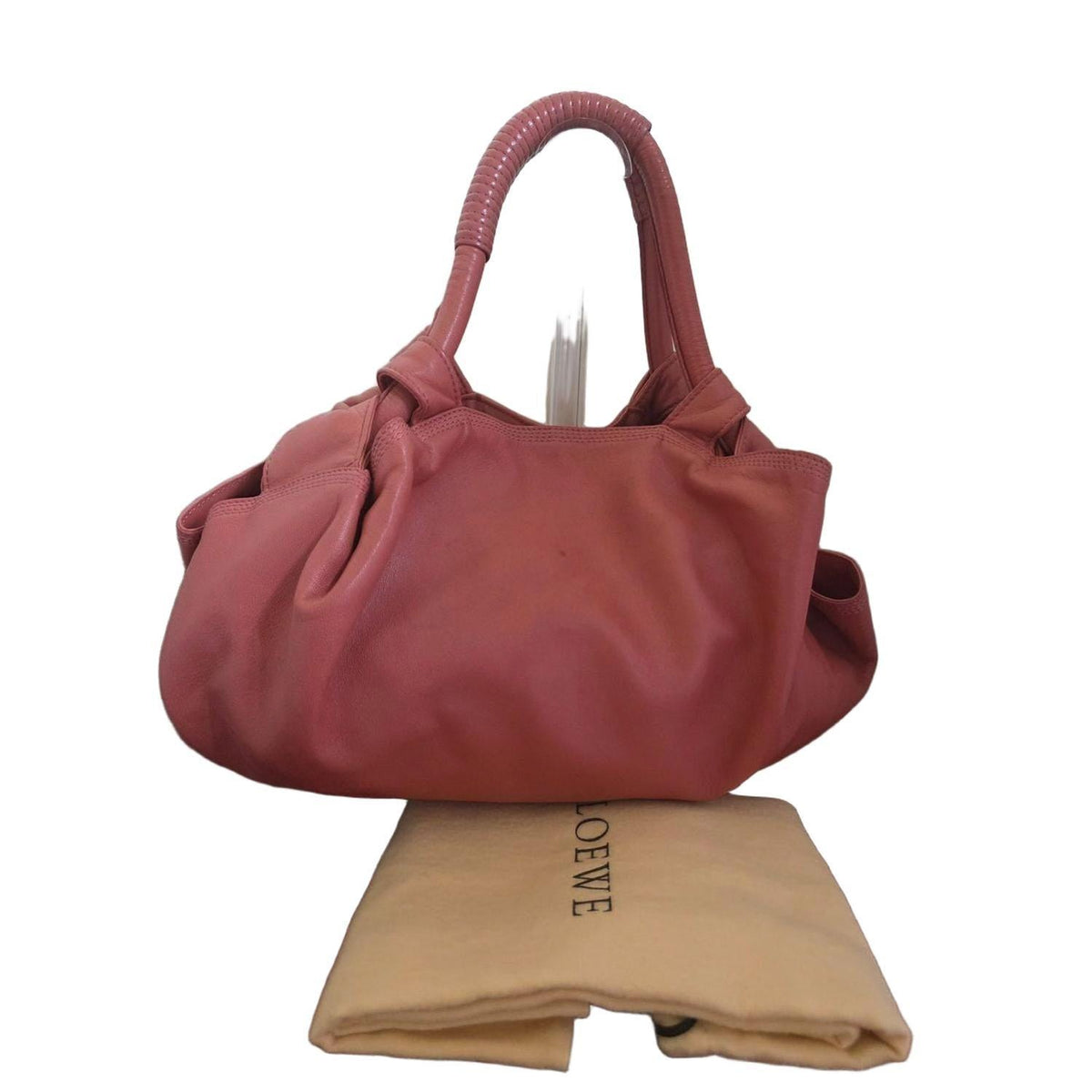 Loewe pink Aire handbag soft Nappa leather with iconic Anagram logo.
