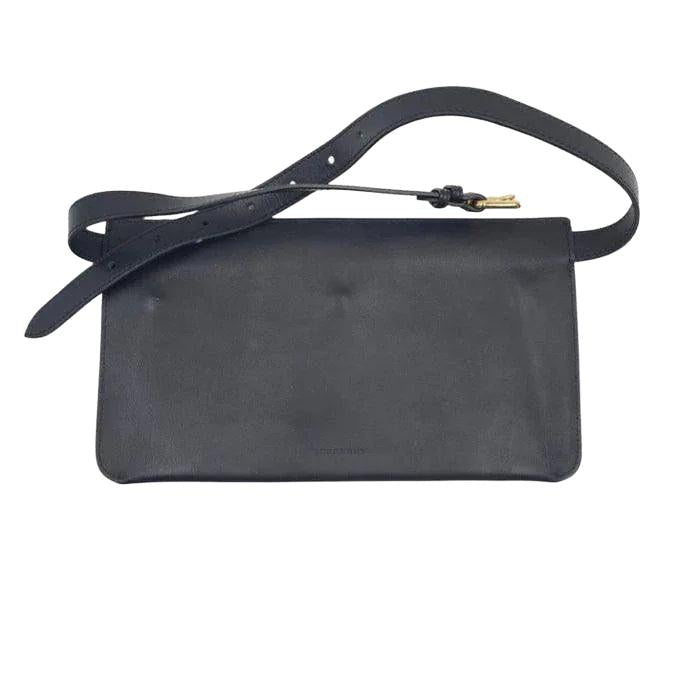 Burberry black waist bag premium leather structured silhouette with meticulous stitching and high-quality hardware.