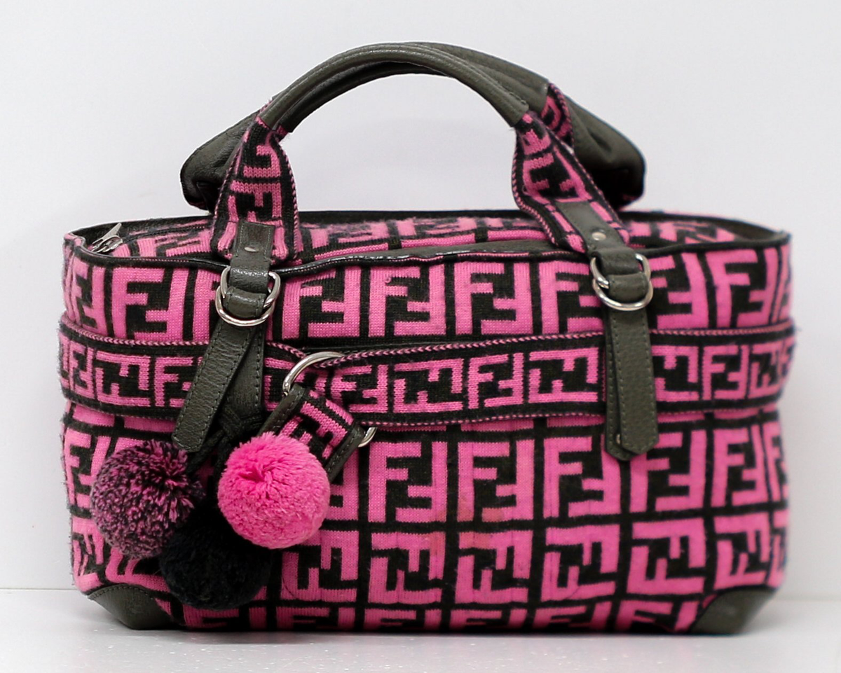 Fendi Black & Pink Wool Monogram Handbag – Dustbag