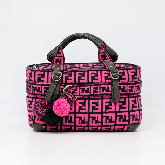 Fendi Black & Pink Wool Monogram Handbag – Dustbag